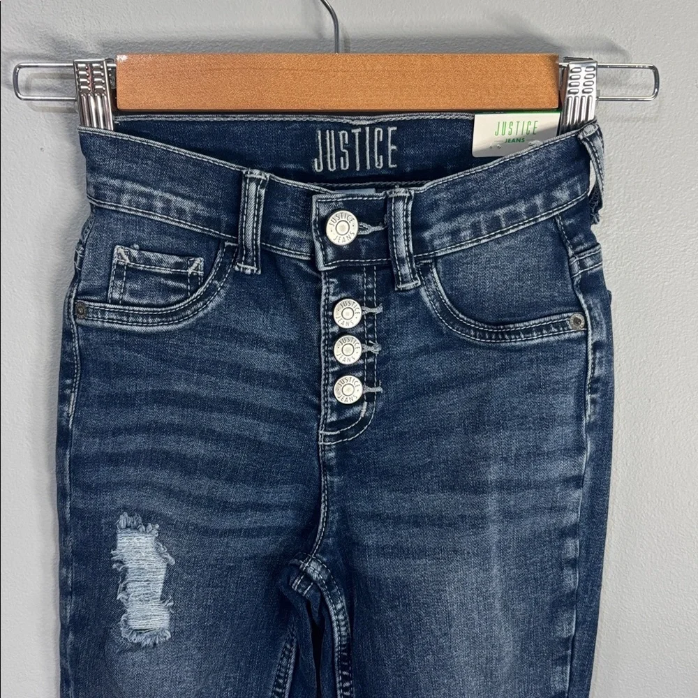 Justice Jeans Girls Size 10 Slim Blue Jegging High Rise Stretchy Button Fly
